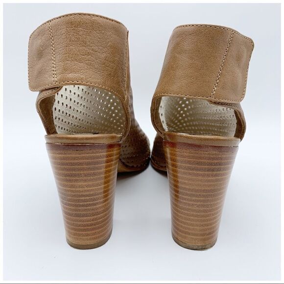 Steven by Steve Madden Tan Brown Perforated Open Toe Sandal Booties Sz 38/8 - Picture 3 of 14
